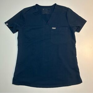 FIGS Women's Catarina One-Pocket Scrub Top Navy Blue FIONx V-Neck Size Small
